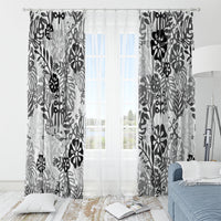 White Aloha Hawaiian Window Curtain Monstera Hibiscus Tropical Pattern LT19 - Polynesian Pride