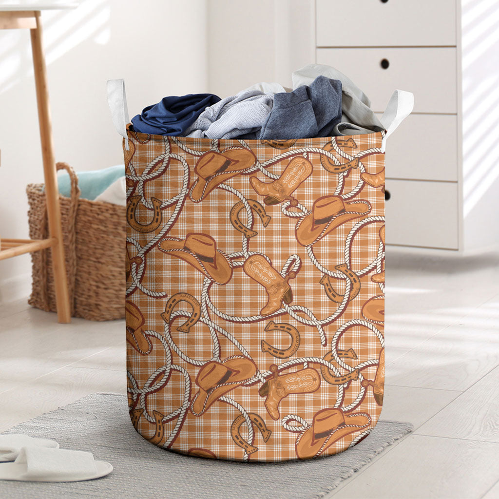 Brown Hawaii Palaka Cowboy Laundry Basket Hawaiian Paniolo Festival Spirit LT19 Brown - Polynesian Pride