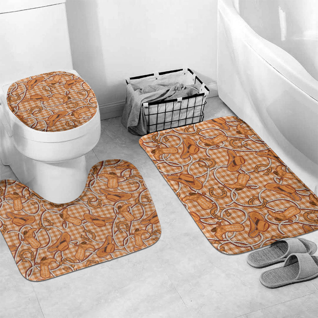 Brown Hawaii Palaka Cowboy Bathroom Set Hawaiian Paniolo Festival Spirit LT19 Mat Set Only (3 pcs) One Size Brown - Polynesian Pride