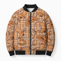 Brown Hawaii Palaka Cowboy Bomber Puffer Jacket Hawaiian Paniolo Festival Spirit LT19 Unisex Brown - Polynesian Pride