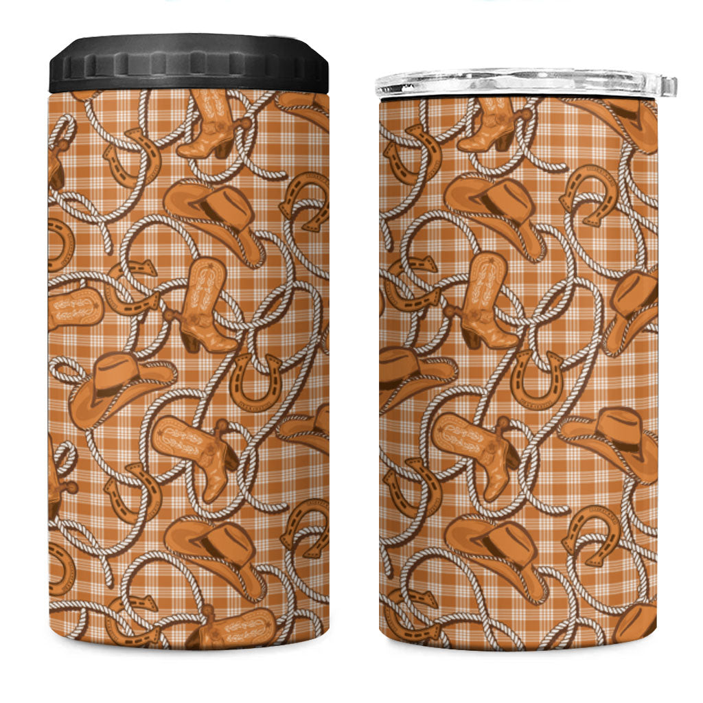 Brown Hawaii Palaka Cowboy 4 in 1 Can Cooler Tumbler Hawaiian Paniolo Festival Spirit LT19 One Size: 16 oz Brown - Polynesian Pride