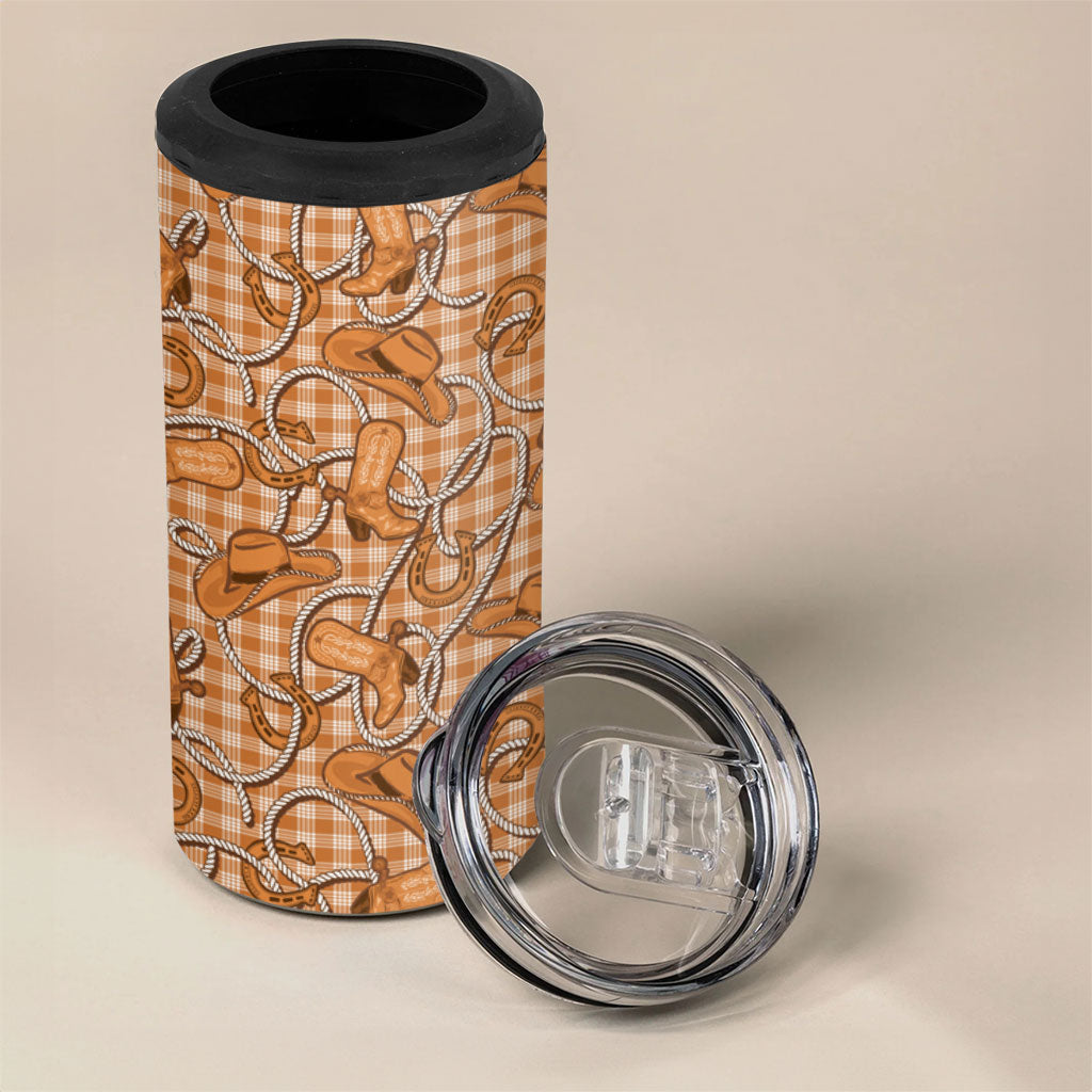 Brown Hawaii Palaka Cowboy 4 in 1 Can Cooler Tumbler Hawaiian Paniolo Festival Spirit LT19 - Polynesian Pride