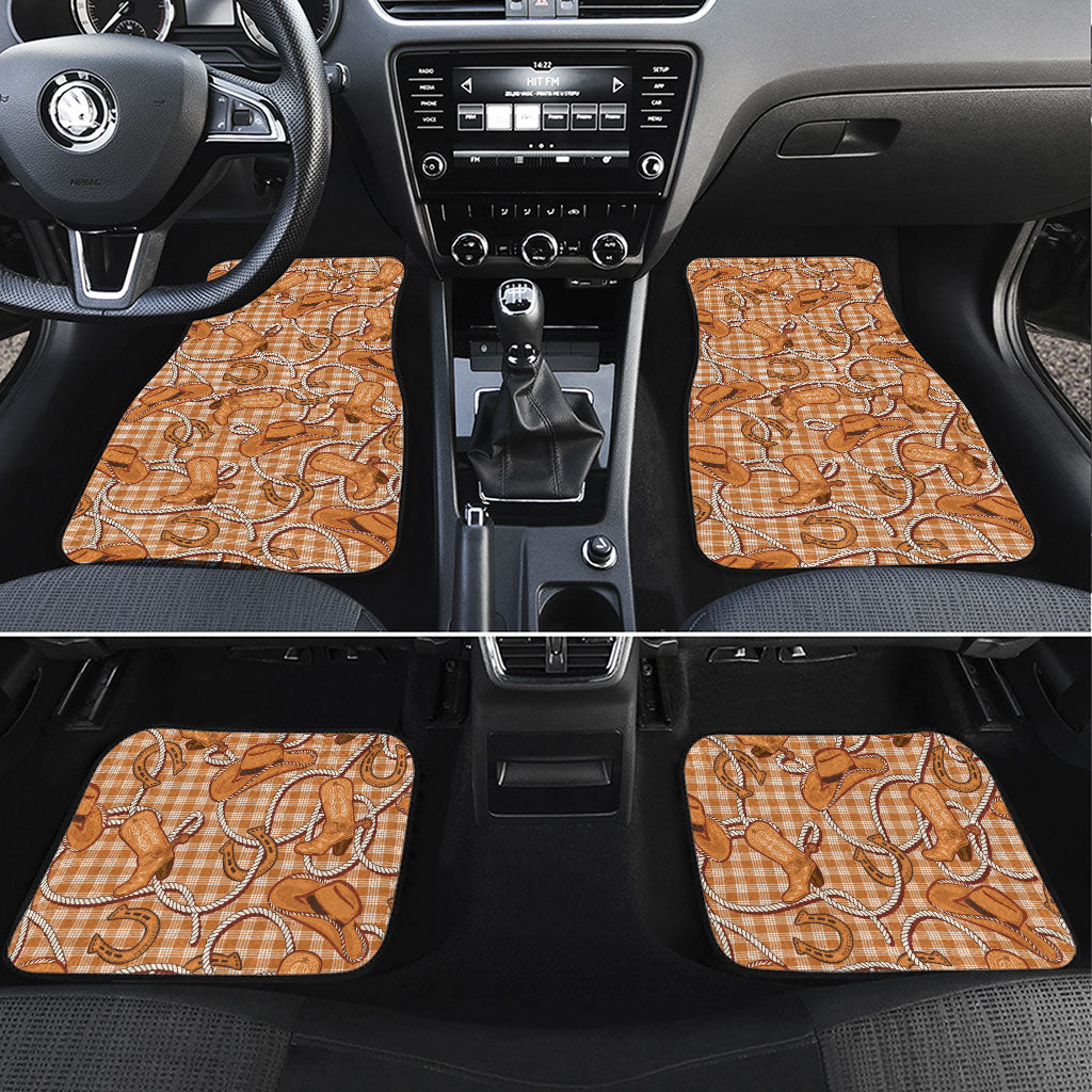Brown Hawaii Palaka Cowboy Car Mats Hawaiian Paniolo Festival Spirit LT19 Set 4pcs Brown - Polynesian Pride