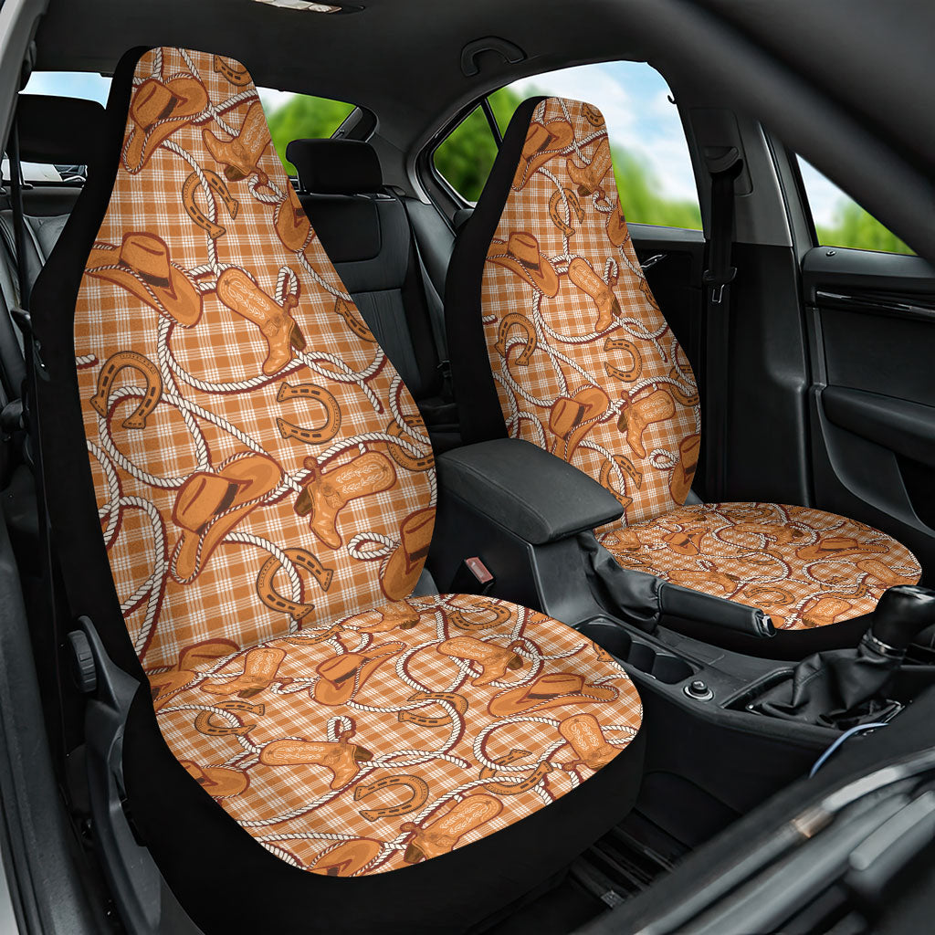 Brown Hawaii Palaka Cowboy Car Seat Cover Hawaiian Paniolo Festival Spirit LT19 One Size Brown - Polynesian Pride