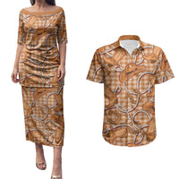 Brown Hawaii Palaka Cowboy Couples Matching Puletasi and Hawaiian Shirt Hawaiian Paniolo Festival Spirit LT19 Brown - Polynesian Pride