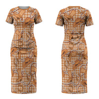 Brown Hawaii Palaka Cowboy Couples Matching Short Sleeve Bodycon Dress and Hawaiian Shirt Hawaiian Paniolo Festival Spirit LT19 - Polynesian Pride