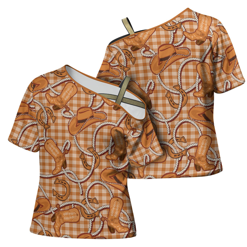 Brown Hawaii Palaka Cowboy Cross Shoulder Shirt Hawaiian Paniolo Festival Spirit LT19 - Polynesian Pride