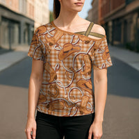 Brown Hawaii Palaka Cowboy Cross Shoulder Shirt Hawaiian Paniolo Festival Spirit LT19 - Polynesian Pride