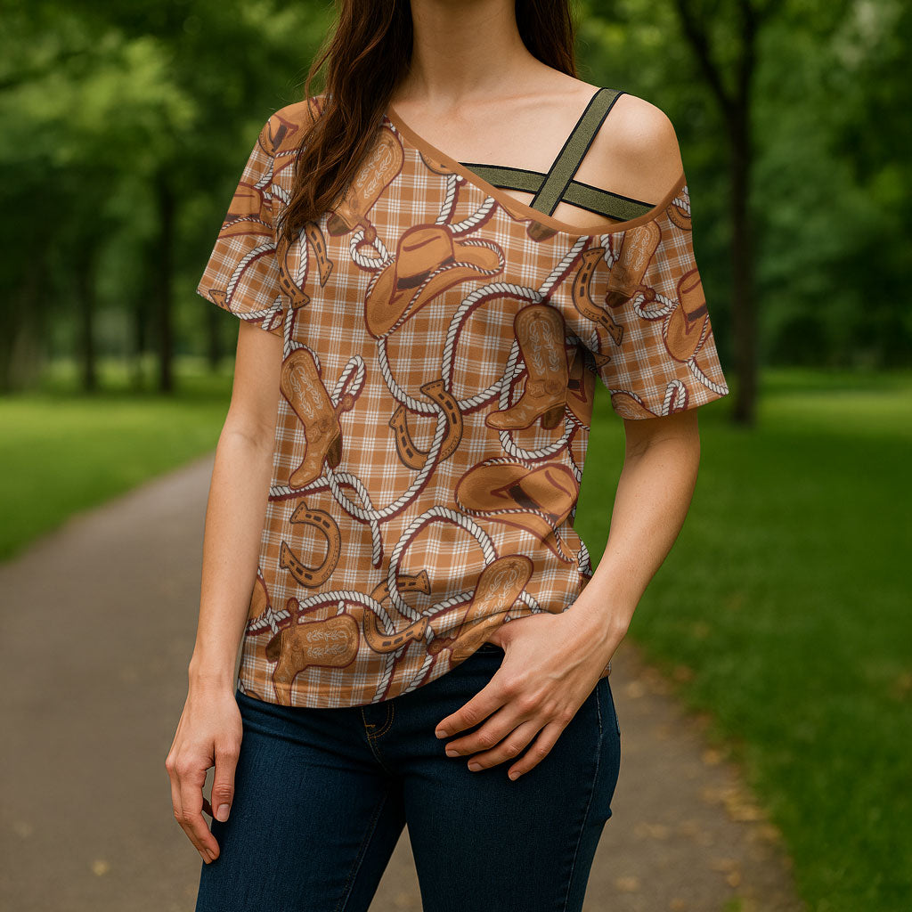 Brown Hawaii Palaka Cowboy Cross Shoulder Shirt Hawaiian Paniolo Festival Spirit LT19 - Polynesian Pride