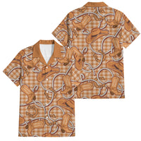 Brown Hawaii Palaka Cowboy Family Matching Puletasi and Hawaiian Shirt Hawaiian Paniolo Festival Spirit LT19 Dad's Shirt - Short Sleeve Brown - Polynesian Pride