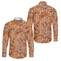 Brown Hawaii Palaka Cowboy Family Matching Puletasi and Hawaiian Shirt Hawaiian Paniolo Festival Spirit LT19 Dad's Shirt - Long Sleeve Brown - Polynesian Pride