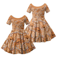 Brown Hawaii Palaka Cowboy Family Matching Puletasi and Hawaiian Shirt Hawaiian Paniolo Festival Spirit LT19 Daughter's Dress Brown - Polynesian Pride