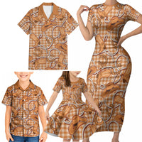 Brown Hawaii Palaka Cowboy Family Matching Short Sleeve Bodycon Dress and Hawaiian Shirt Hawaiian Paniolo Festival Spirit LT19 - Polynesian Pride