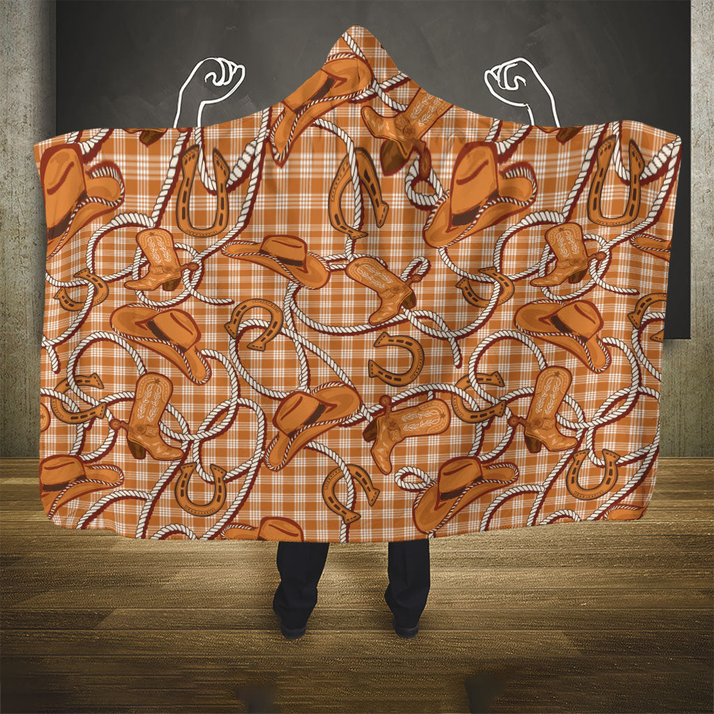 Brown Hawaii Palaka Cowboy Hooded Blanket Hawaiian Paniolo Festival Spirit LT19 - Polynesian Pride
