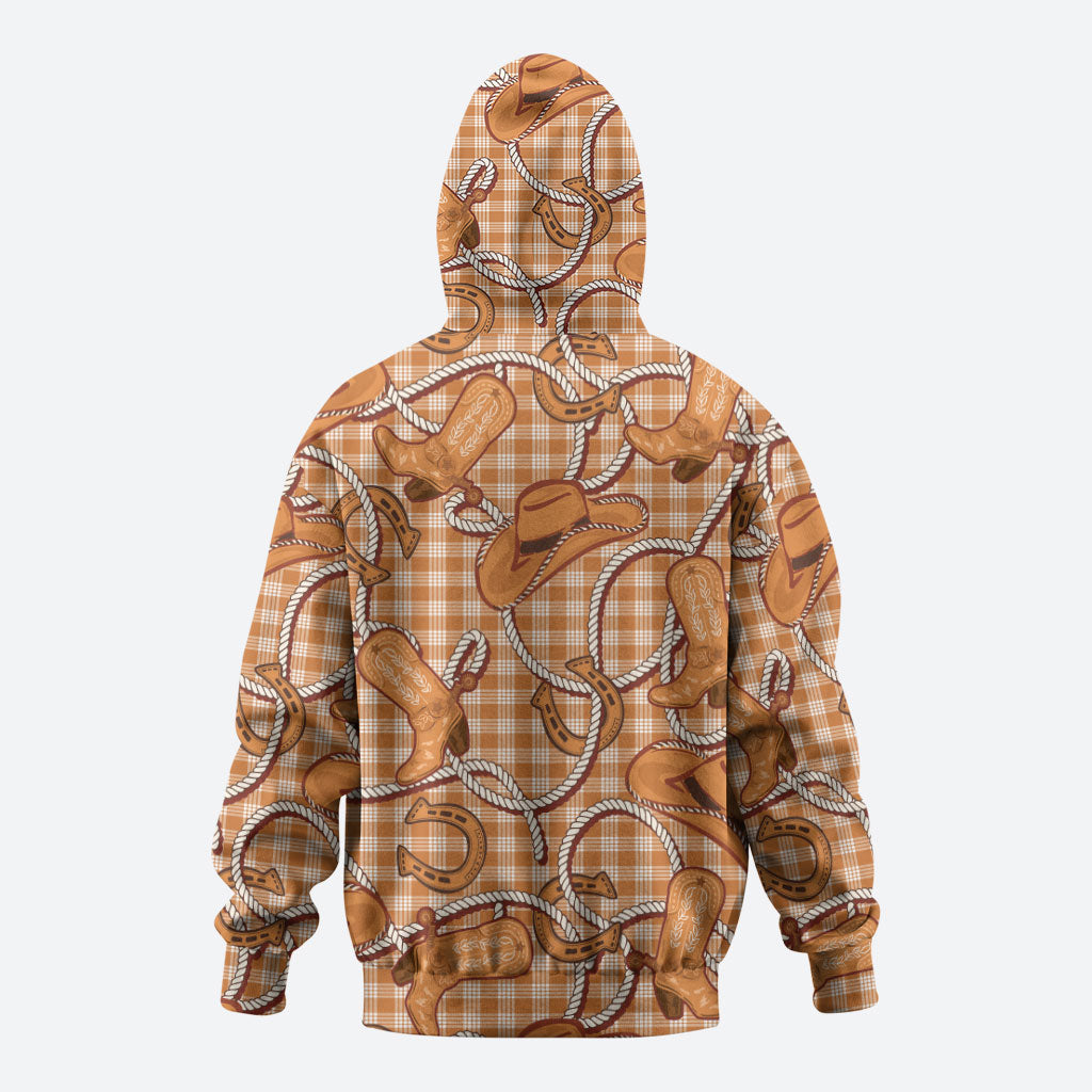 Brown Hawaii Palaka Cowboy Hoodie Hawaiian Paniolo Festival Spirit LT19 - Polynesian Pride