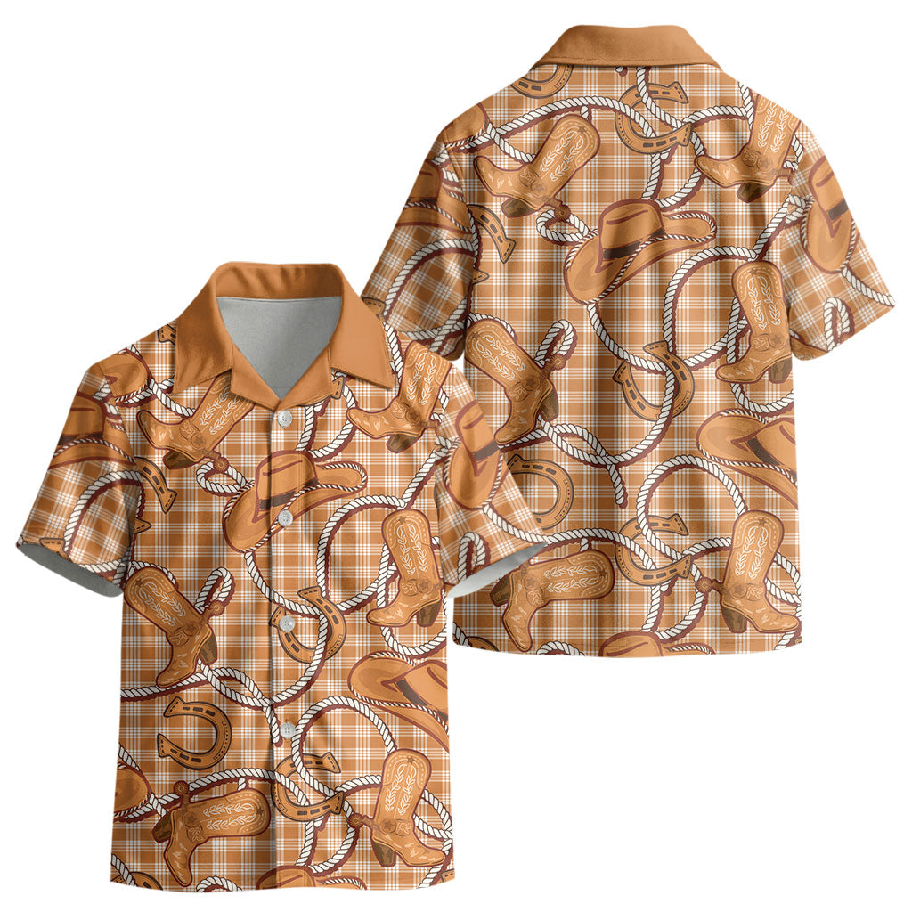 Brown Hawaii Palaka Cowboy Kid Hawaiian Shirt Hawaiian Paniolo Festival Spirit LT19 - Polynesian Pride