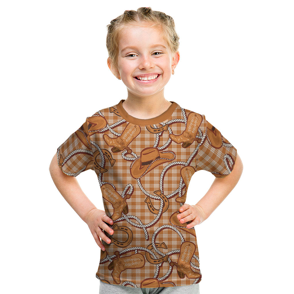 Brown Hawaii Palaka Cowboy Kid T Shirt Hawaiian Paniolo Festival Spirit LT19 Brown - Polynesian Pride