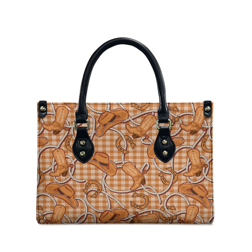 Brown Hawaii Palaka Cowboy Leather Bag Hawaiian Paniolo Festival Spirit LT19 - Polynesian Pride