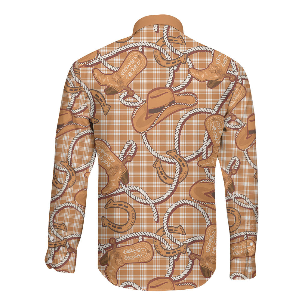 Brown Hawaii Palaka Cowboy Long Sleeve Button Shirt Hawaiian Paniolo Festival Spirit LT19 - Polynesian Pride