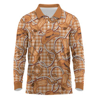 Brown Hawaii Palaka Cowboy Long Sleeve Polo Shirt Hawaiian Paniolo Festival Spirit LT19 Brown - Polynesian Pride