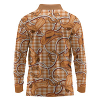 Brown Hawaii Palaka Cowboy Long Sleeve Polo Shirt Hawaiian Paniolo Festival Spirit LT19 - Polynesian Pride