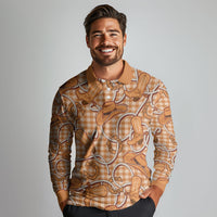 Brown Hawaii Palaka Cowboy Long Sleeve Polo Shirt Hawaiian Paniolo Festival Spirit LT19 - Polynesian Pride