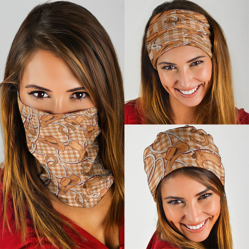 Brown Hawaii Palaka Cowboy Neck Gaiter Hawaiian Paniolo Festival Spirit LT19 - Polynesian Pride