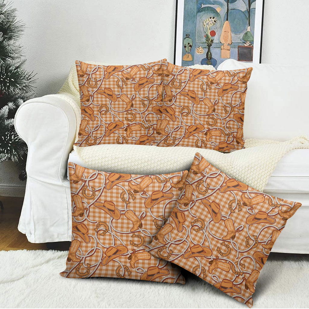 Brown Hawaii Palaka Cowboy Pillow Cover Hawaiian Paniolo Festival Spirit LT19 - Polynesian Pride