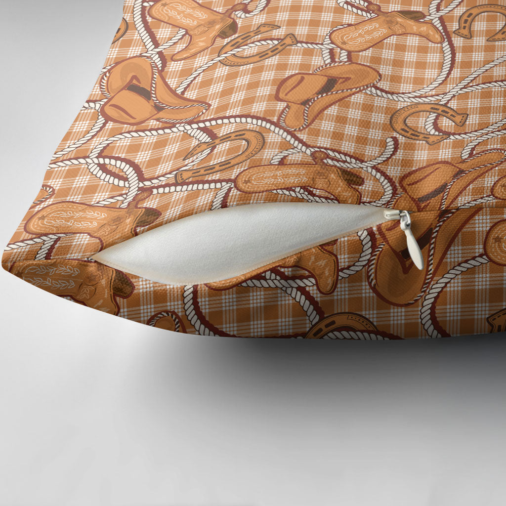 Brown Hawaii Palaka Cowboy Pillow Cover Hawaiian Paniolo Festival Spirit LT19 - Polynesian Pride