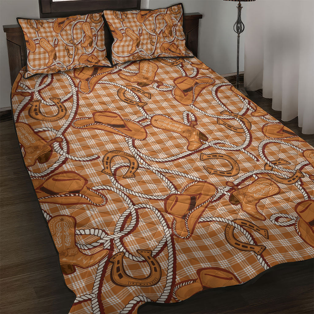 Brown Hawaii Palaka Cowboy Quilt Bed Set Hawaiian Paniolo Festival Spirit LT19 Brown - Polynesian Pride
