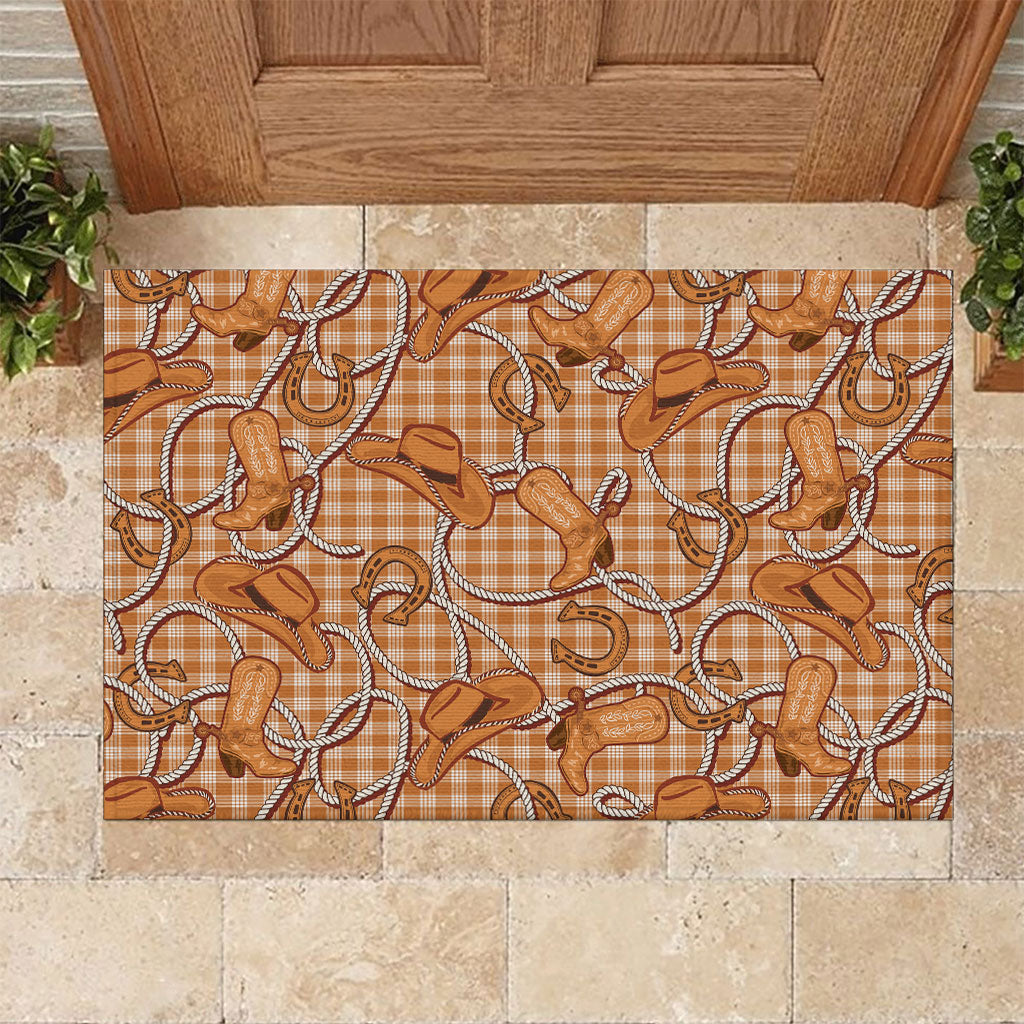 Brown Hawaii Palaka Cowboy Rubber Doormat Hawaiian Paniolo Festival Spirit LT19 Brown - Polynesian Pride