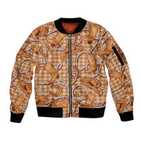 Brown Hawaii Palaka Cowboy Sleeve Zip Bomber Jacket Hawaiian Paniolo Festival Spirit LT19 Unisex Brown - Polynesian Pride