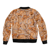 Brown Hawaii Palaka Cowboy Sleeve Zip Bomber Jacket Hawaiian Paniolo Festival Spirit LT19 - Polynesian Pride