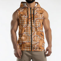 Brown Hawaii Palaka Cowboy Sleeveless Zip Hoodie Hawaiian Paniolo Festival Spirit LT19 - Polynesian Pride