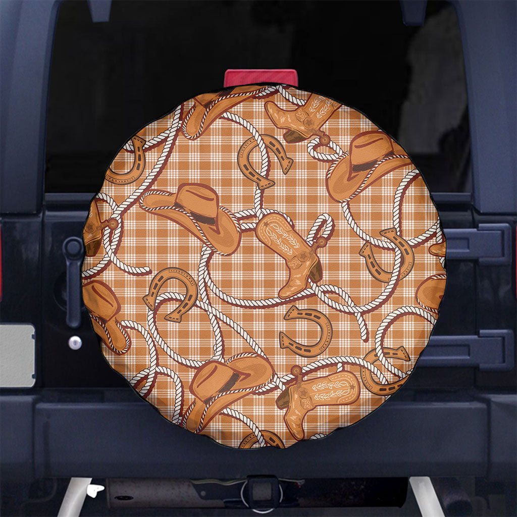 Brown Hawaii Palaka Cowboy Spare Tire Cover Hawaiian Paniolo Festival Spirit LT19 No hole Brown - Polynesian Pride