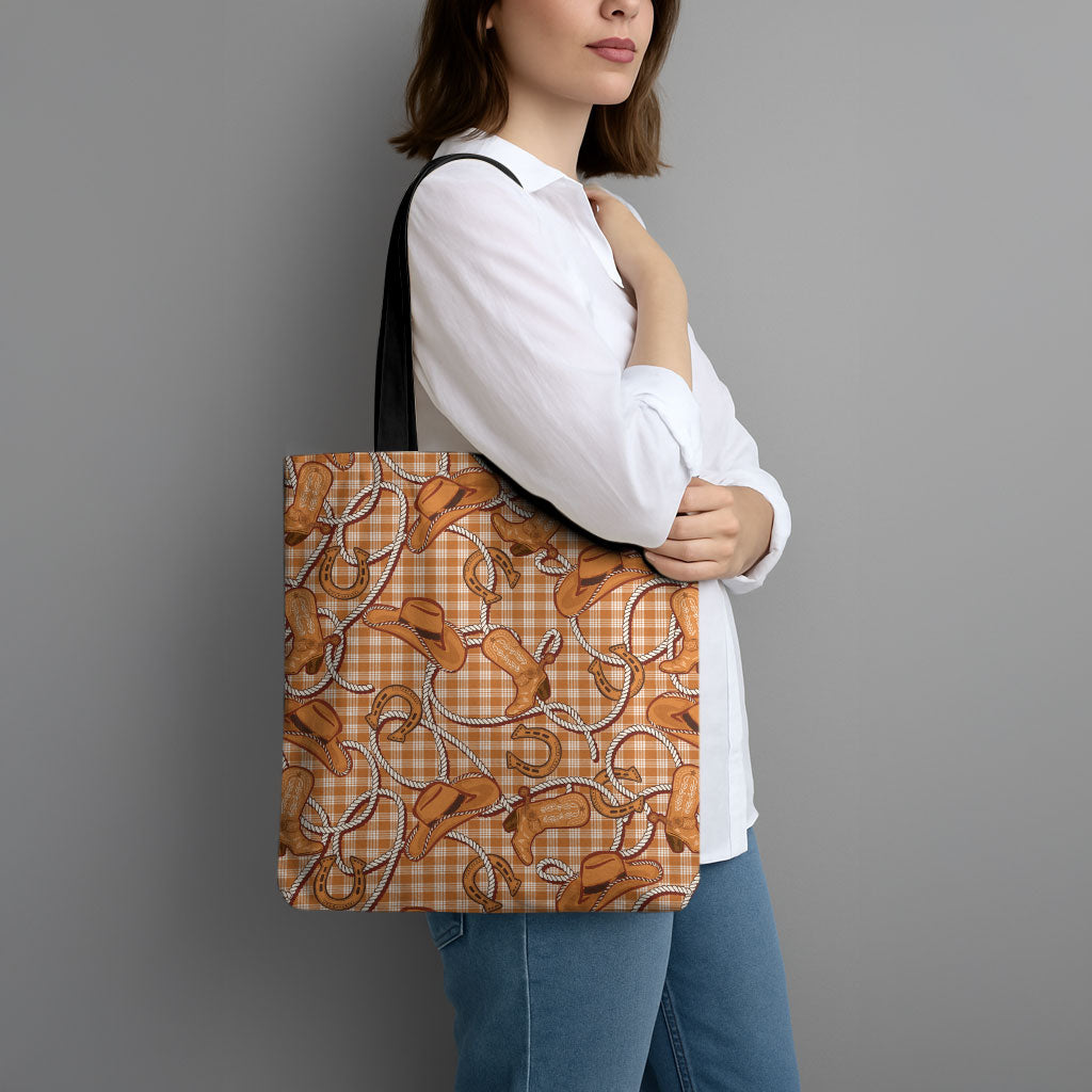 Brown Hawaii Palaka Cowboy Tote Bag Hawaiian Paniolo Festival Spirit LT19 - Polynesian Pride