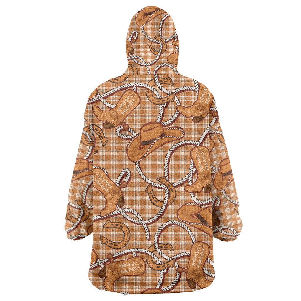 Brown Hawaii Palaka Cowboy Wearable Blanket Hoodie Hawaiian Paniolo Festival Spirit LT19 - Polynesian Pride