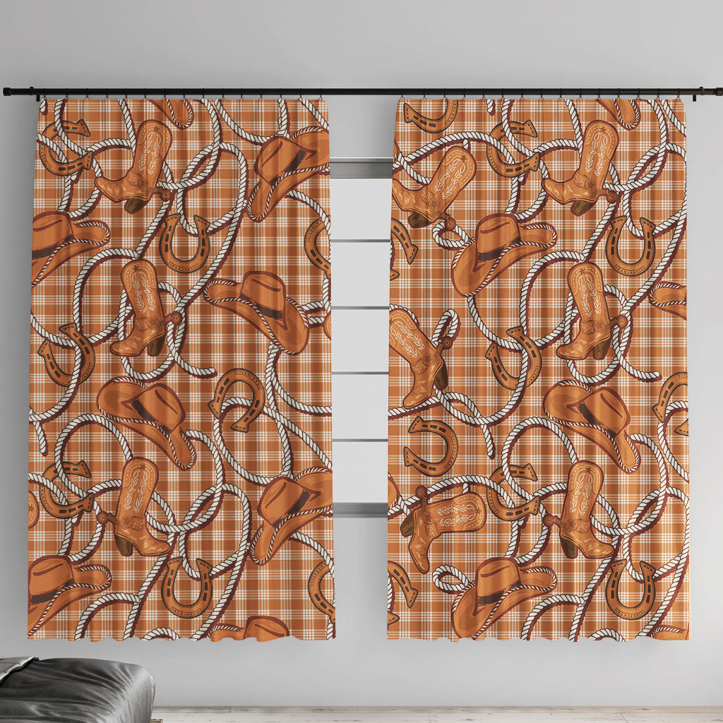 Brown Hawaii Palaka Cowboy Window Curtain Hawaiian Paniolo Festival Spirit LT19 With Hooks Brown - Polynesian Pride