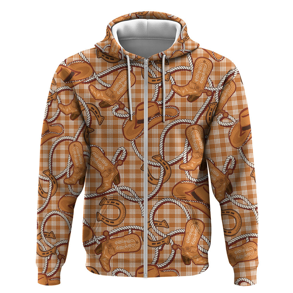 Brown Hawaii Palaka Cowboy Zip Hoodie Hawaiian Paniolo Festival Spirit LT19 Zip Hoodie Brown - Polynesian Pride
