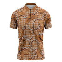 Brown Hawaii Palaka Cowboy Zipper Polo Shirt Hawaiian Paniolo Festival Spirit LT19 Brown - Polynesian Pride