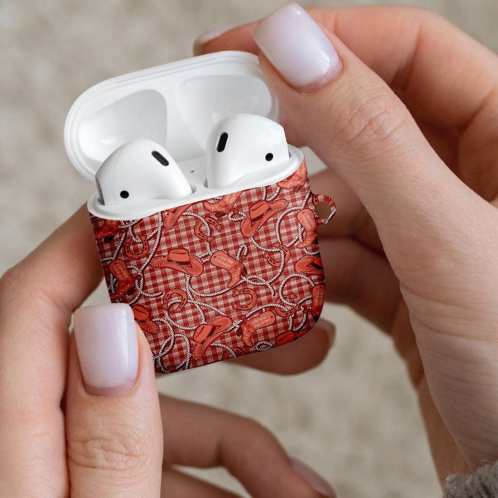 Red Hawaii Palaka Cowboy AirPods Case Hawaiian Paniolo Festival Spirit LT19 - Polynesian Pride