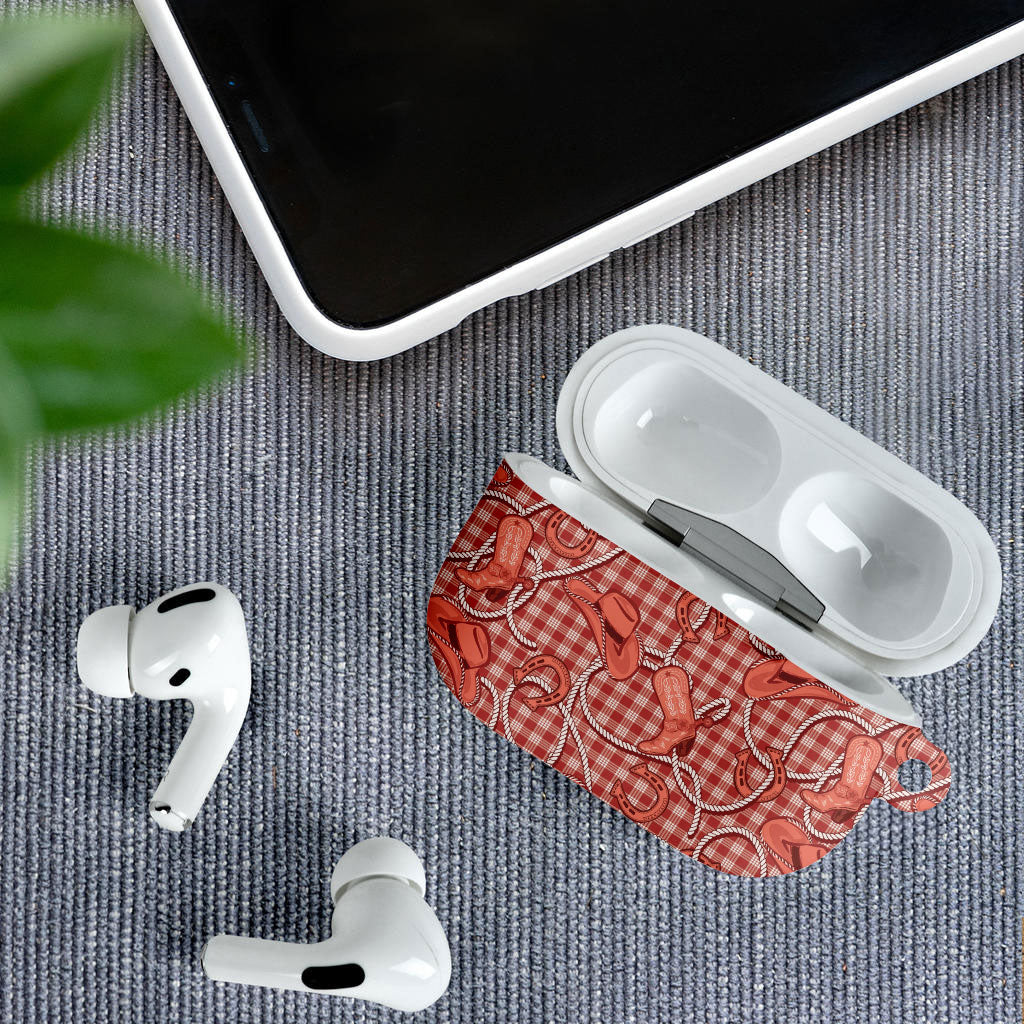 Red Hawaii Palaka Cowboy AirPods Case Hawaiian Paniolo Festival Spirit LT19 - Polynesian Pride