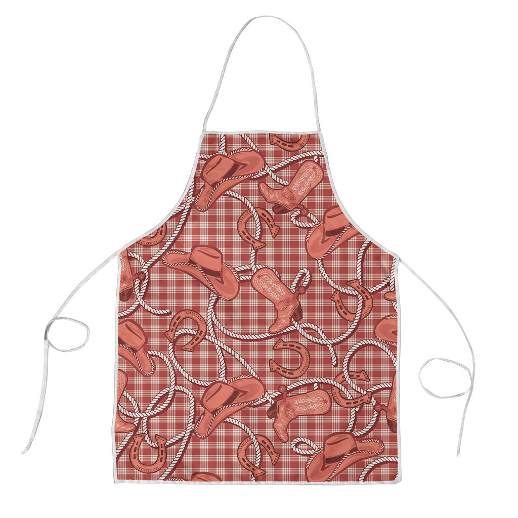 Red Hawaii Palaka Cowboy Apron Hawaiian Paniolo Festival Spirit LT19 Red - Polynesian Pride