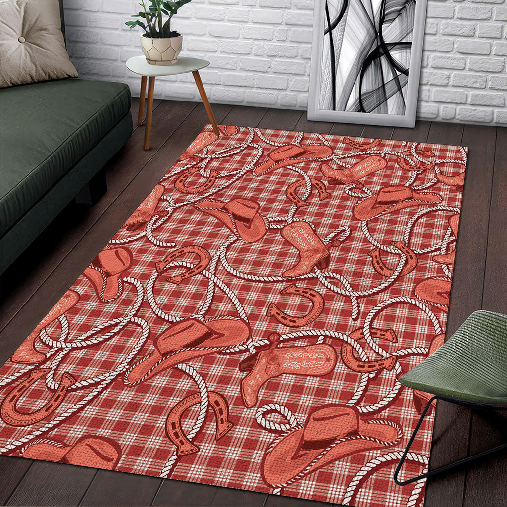 Red Hawaii Palaka Cowboy Area Rug Hawaiian Paniolo Festival Spirit LT19 Red - Polynesian Pride
