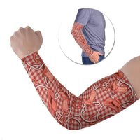 Red Hawaii Palaka Cowboy Arm Sleeves Hawaiian Paniolo Festival Spirit LT19 Set of 2 Red - Polynesian Pride