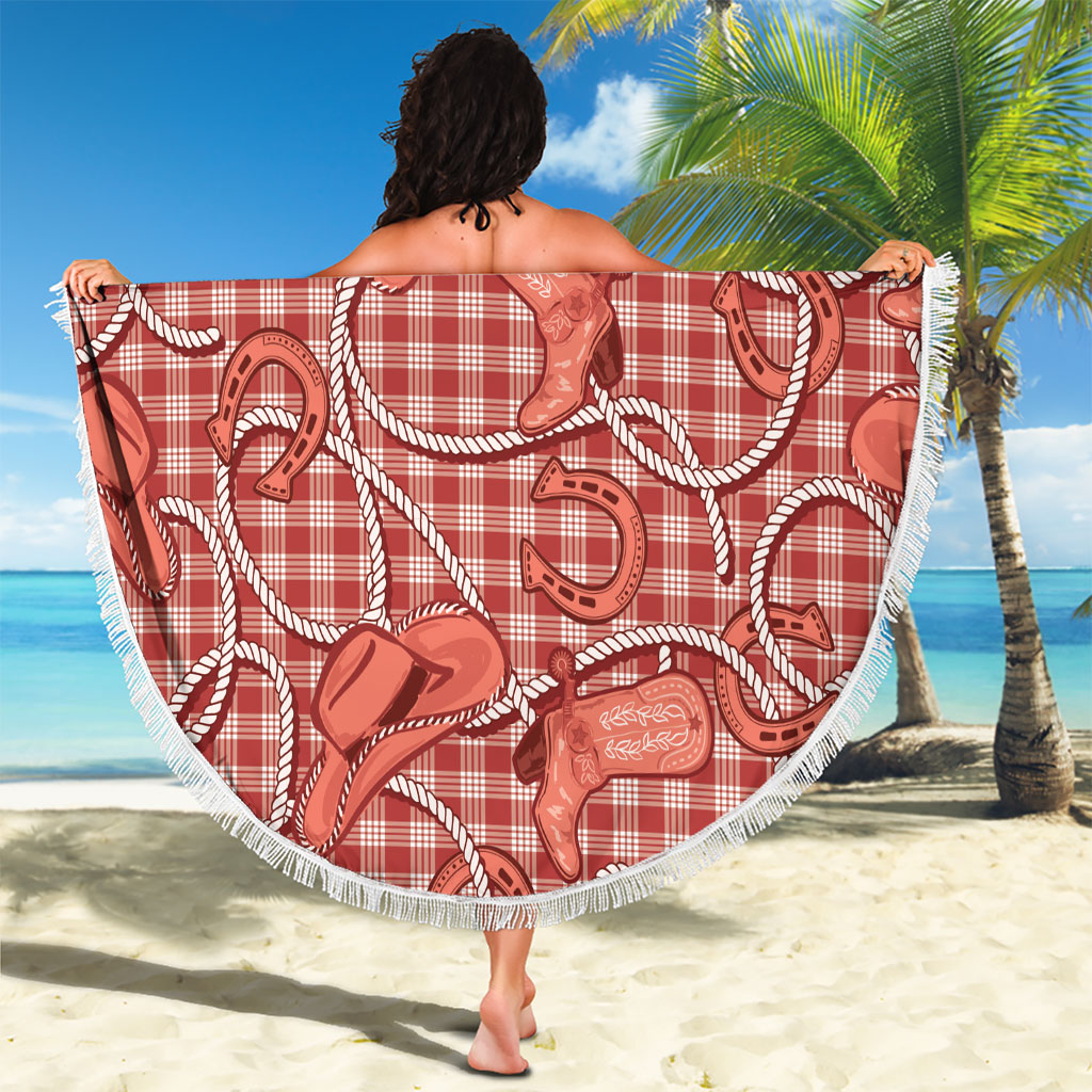Red Hawaii Palaka Cowboy Beach Blanket Hawaiian Paniolo Festival Spirit LT19 - Polynesian Pride