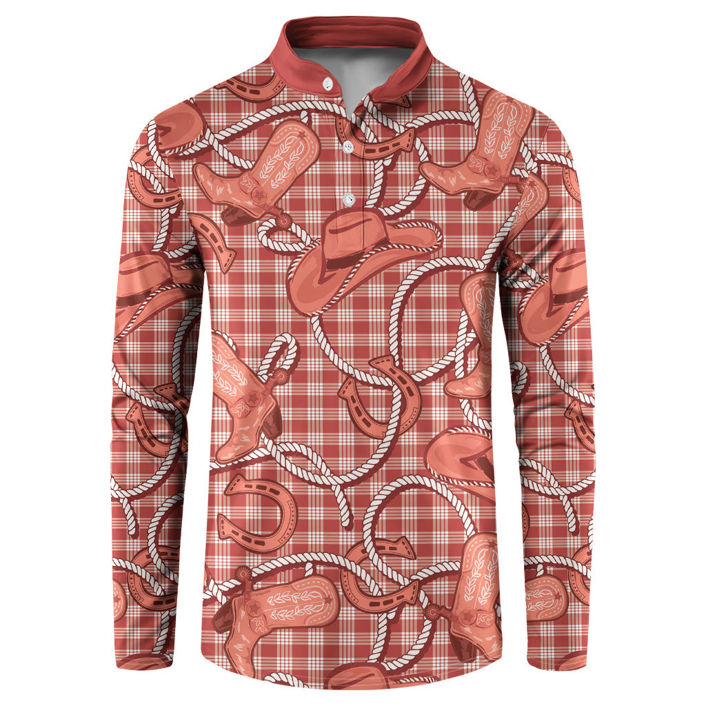 Red Hawaii Palaka Cowboy Button Sweatshirt Hawaiian Paniolo Festival Spirit LT19 Red - Polynesian Pride