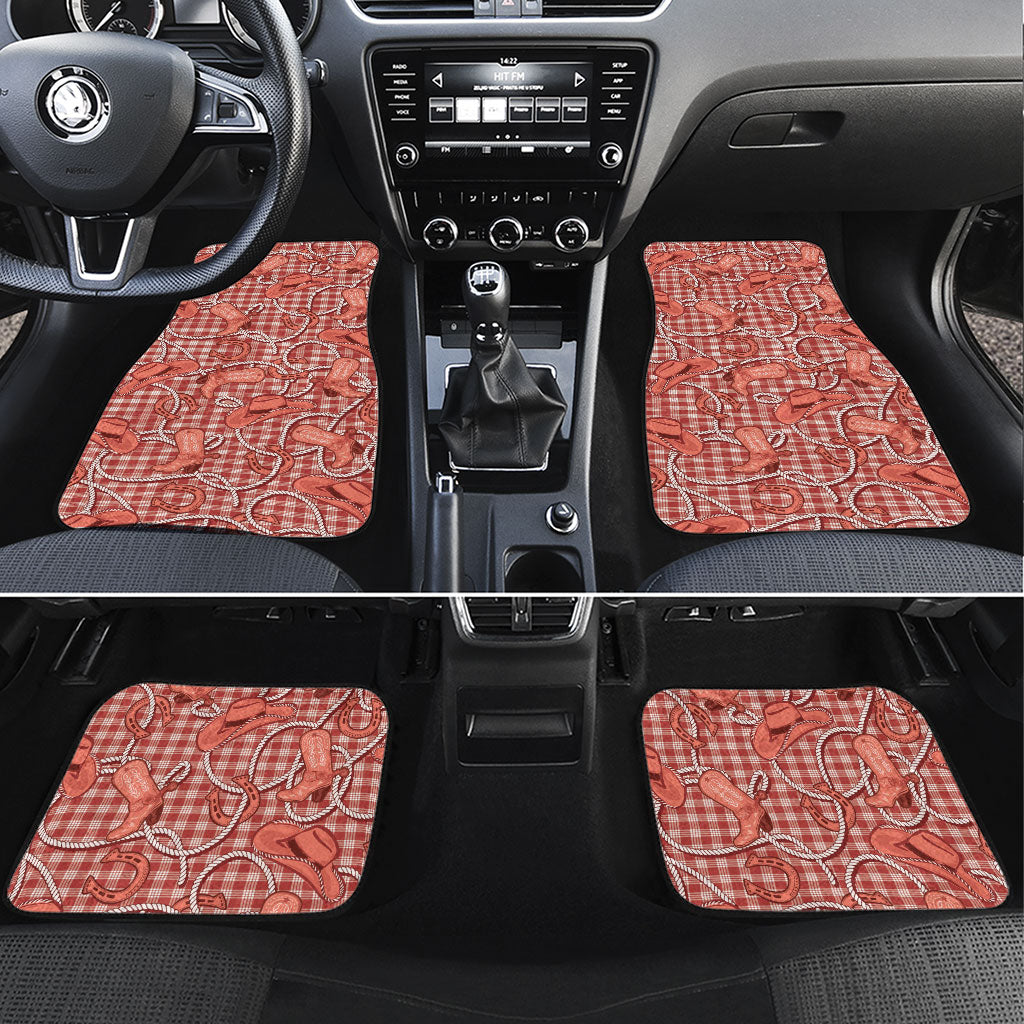 Red Hawaii Palaka Cowboy Car Mats Hawaiian Paniolo Festival Spirit LT19 Set 4pcs Red - Polynesian Pride