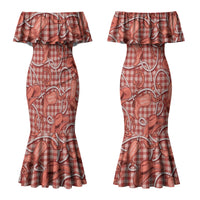 Red Hawaii Palaka Cowboy Couples Matching Mermaid Dress and Hawaiian Shirt Hawaiian Paniolo Festival Spirit LT19 - Polynesian Pride