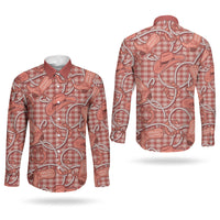 Red Hawaii Palaka Cowboy Couples Matching Puletasi and Long Sleeve Button Shirt Hawaiian Paniolo Festival Spirit LT19 - Polynesian Pride
